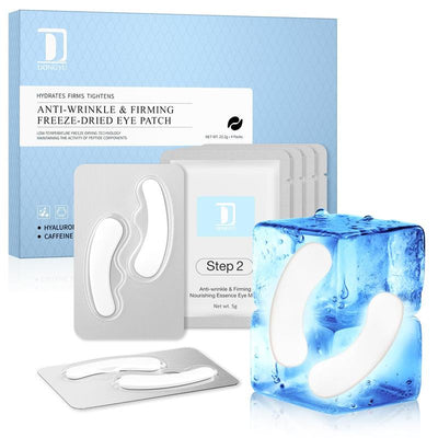 Dongyu Freeze-Dried Eye Mask | Under Eye Care - Lyophilized Technology Wrinkle Eye Patches - with Caffeine Hyaluronic Acid Peptides 4 Pairs